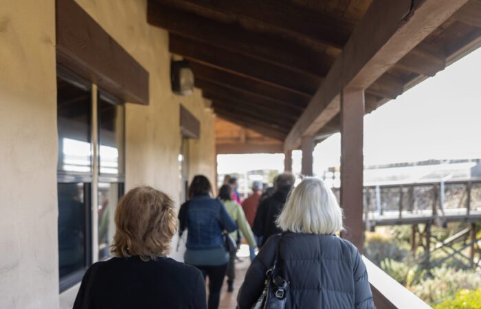 Napa valley wine train trip group getting on the train