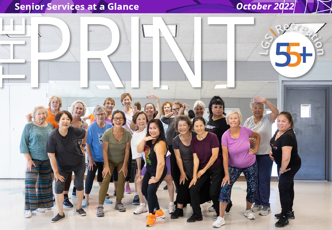October print cover seniors exercise class group photo