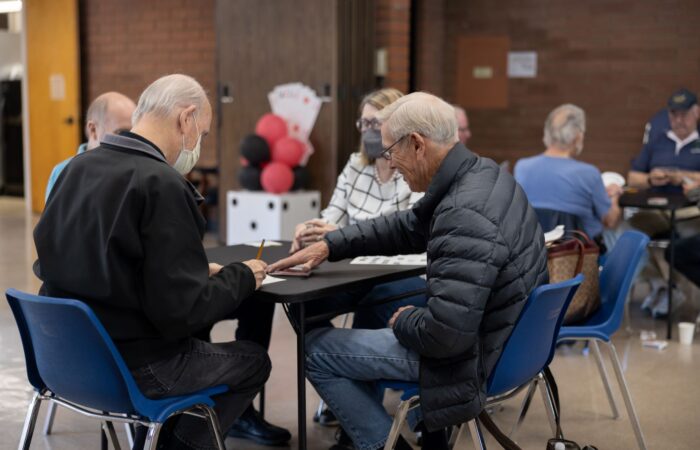 seniors playing cards at Game Day