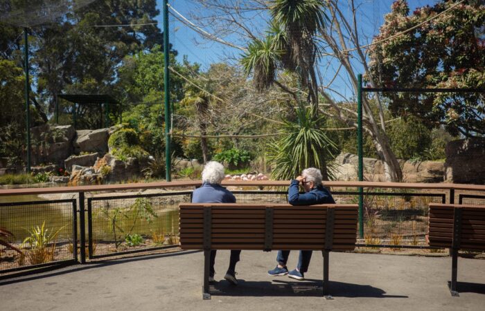 Oakland Zoo trip participants on bench