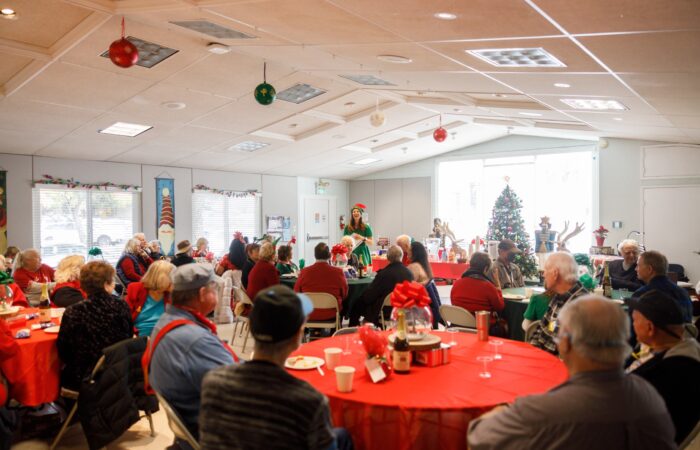 seniors sitting at senior holiday event