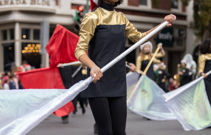 Holiday Parade girl with twirling flag