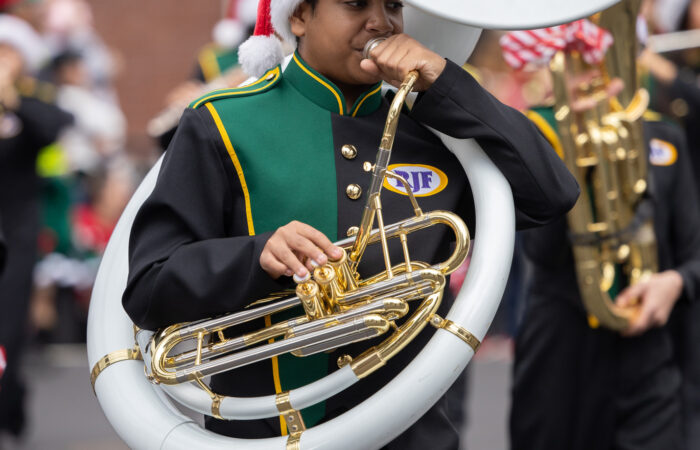 Holiday parade tuba player