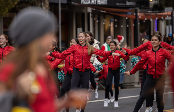 Holiday parade dance team girls