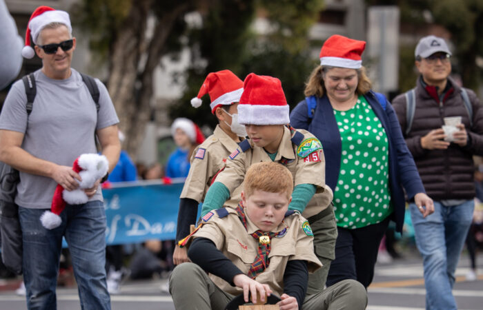 Holiday parade boy scout group
