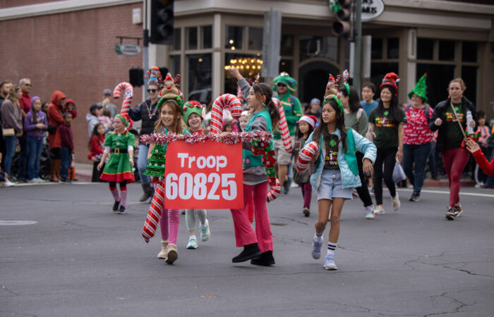 Holiday parade girl scout group