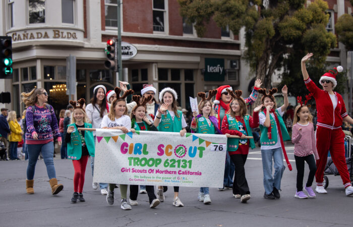 Holiday parade girl scout troop