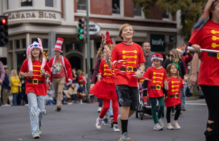 Holiday Parade kids walking in the parade