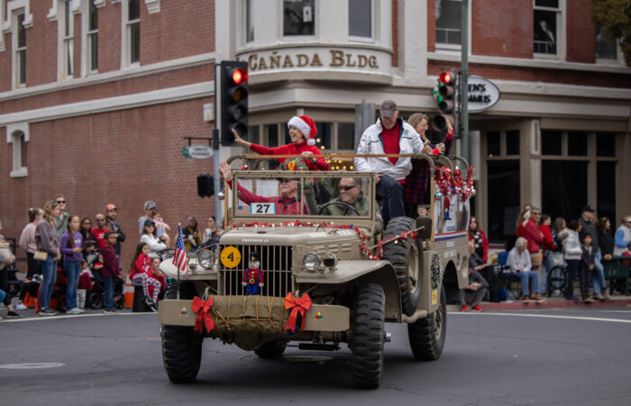 Holiday Parade Old Jeep float
