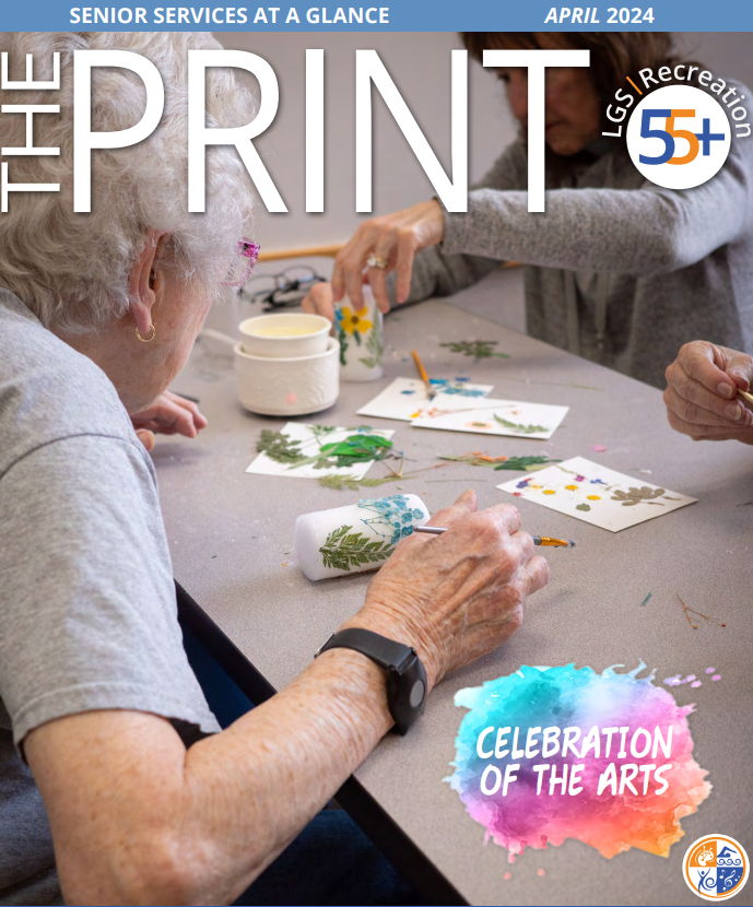 April Print cover - Seniors doing candle art