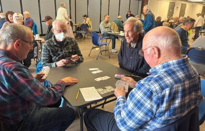 Game day seniors playing bridge
