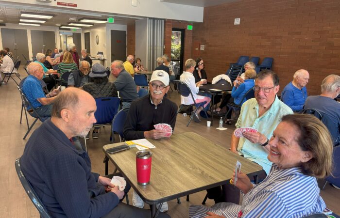 Game day seniors playing bridge