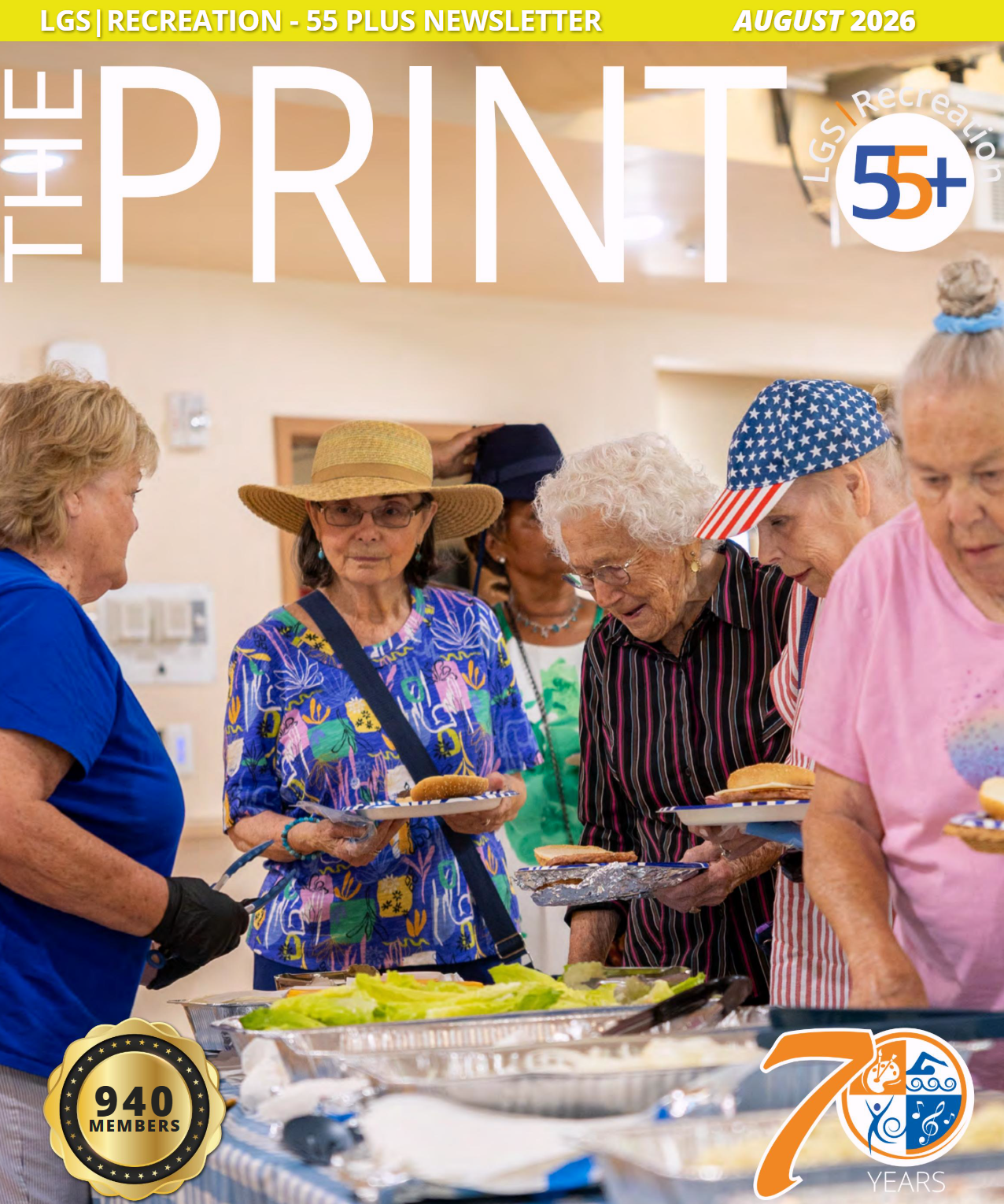 print cover seniors getting food at the picnic